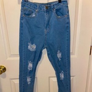 BOOHOO High waisted ripped jeans